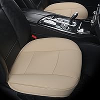 Luxury PU Leather Car Seat Cover Protector Front Car Seat Cover Seat Bottom Cover Single Seat Cover-Compatible with 90% Vehicles (Width 20.8× Deep21 × Thick 0.2 inch) (Beige)
