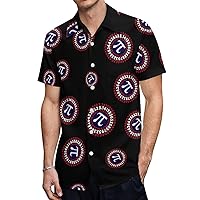 Pi Day Hawaiian Shirt for Men Short Sleeve Button Down Summer Tee Shirts Tops