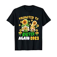 Promoted To Sister Again 2023 Two Floral Gnomes Pregnancy T-Shirt