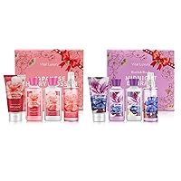 Vital Luxury Bath & Body Kit: Japanese Cherry Blossoms + Midnight Embrace Scented Spa Set - Ideal Skincare Gift, Includes Lotion, Gel, Cream, Mist - Halloween, Christmas Gifts for Her and Him