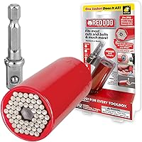 Socket w/ Drill Adapter, Fits Most Nuts & Bolts, Use with Socket Wrenches & Power Drills, Steel Rods Form Any Shape, Standard or Metric, 2 In.