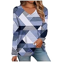 Womens Clothes,Womens Tops V Neck Long Sleeve Loose Fit Printed Summer Pullover T Shirts Casual Y2K Basic Tunic Tees Tops Valentine's Shirts for Women