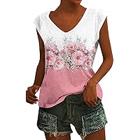 Vintage Women Cap Sleeve Tank Top——Sleeveless V Neck Basic T Shirts 2024 Summer Trendy Womens Tops Tees Blouses