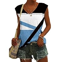 UOFOCO Striped Cap Sleeve Tank Top for Women——Sleeveless V Neck Basic T Shirts 2024 Summer Womens Tops Tees Blouses