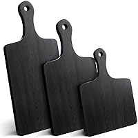 3 Pcs Black Cutting Boards for Kitchen, Large Acacia Wood Cutting Board Set Charcuterie Board Chopping Board with Handle, 16.5 x 6.7'', 14 x 6.7'', 9.8 x 6.7''
