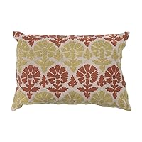 Creative Co-Op Cotton Embroidered Chambray Lumbar Pattern Pillow, 20