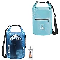 HEETA Waterproof Dry Bag with Phone Case & Upgraded Version with Zippered Pocket for Women Men, Roll Top Lightweight Dry Storage Bag Backpack for Kayaking, Travel, Boating, Camping & Beach, Blue 5L