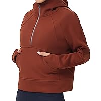 Tmustobe Women′s Half Zip Hoodies Long Sleeve Fleece Lined Pullover Sweatshirts Lounge Athletic Crop Tops with Pocket