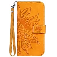 XYX Wallet Case for Samsung S21 Plus, Emboss Half Flower Floral PU Leather Flip Protective Case with Wrist Strap Kickstand for Galaxy S21 Plus 5G, Yellow