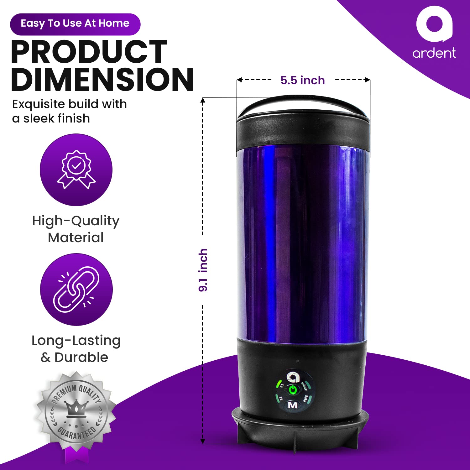 Ardent FX Decarboxylator 110V With Bluetooth Connectivity - 3 in 1 Portable Decarboxylation - Herbal & Oil Infuser Machine - Quick & Effortless Decarboxylation - Odorless - Use for Butter and Herbs