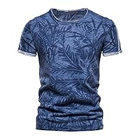 通用 Men's Short-Sleeved Summer Fashion Cotton Slim Printed Micro-Elastic Casual T-Shirt