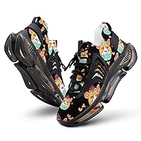 Corgi Cupcake Mens Sneakers Breathable Walking Elastic Running Shoes Non-Slip Tennis Shoe