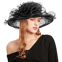 Women's Kentucky Derby Church Dress Hat Wide Brim Leaf Flower Bridal Shower Hat