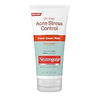 Neutrogena Oil-Free Acne Stress Control Power-Cream Face Wash, Salicylic Acid Acne Treatment for Acne-Prone Skin, 6 fl. oz