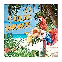 It's Five O'clock Somewhere Cafe Hotel Home Decorations Wall Art Murals Parrot Colorful Bird Sea Peel and Stick Wall Stickers for Playroom Floor Window Bike Notebook Vinyl 18in