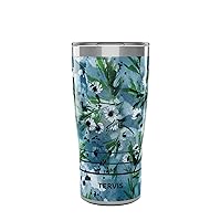 Tervis Traveler Kelly Ventura Teal Botanical Triple Walled Insulated Tumbler Travel Cup Keeps Drinks Cold & Hot, 20oz, Stainless Steel