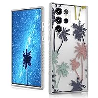 MYBAT PRO Slim Cute Crystal Clear Mood Series Case for Samsung Galaxy S22 Ultra 6.8 inch, Stylish Hard PC + Soft TPU Bumper Military Grade Drop Shockproof Non-Yellowing Protective Cover, Pastel Palms