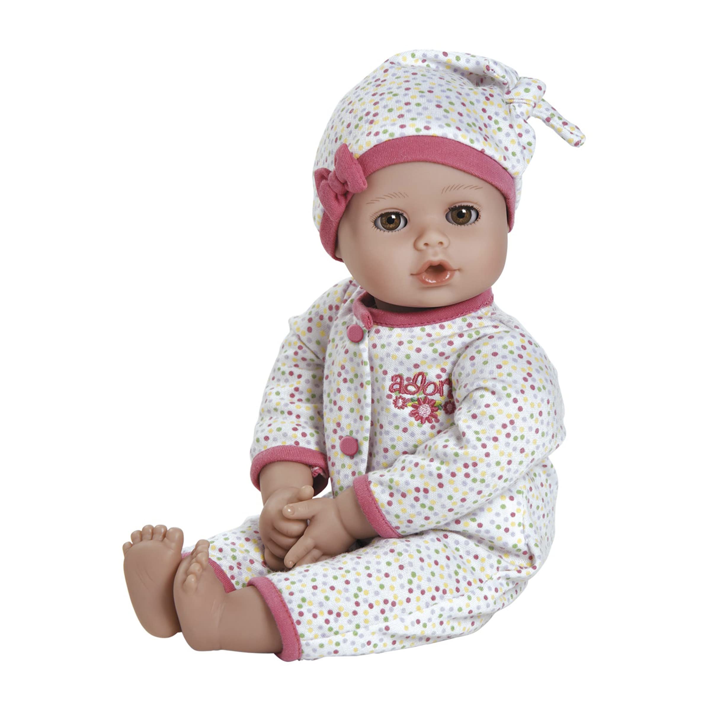 Adora Playtime Dot 13 inch Baby Doll with spotty sleeper, hat and Bottle