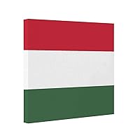 Painting Framed Artwork 8x8 Inch,Hungary Flag Decorative Canvas Wall Art Printed,Wall Pictures Hanging Poster Wall Decoration for Living Room Office