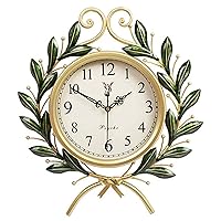 GZ,Olive Branch Decoration American Pastoral Clocks, Bedroom Home Wall Watches, Living Room Silent Clocks, Quartz Clocks/Green 50x56cm (Green 50x56cm) (Green 4 Efficency