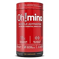 Oh!mino Oh! Nutrition Muscle Synthesis Activator, Electrolyte Capsules with Essential Amino Acids & 100mgs of Pharma-Grade Caffeine, Pre Workout, Post Workout for Men and Women, 180 Vegan Capsules