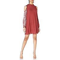 Angie Women's Embroidered Long Sleeve Cold Shoulder Open Back Dress