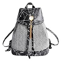 Sports Fan Backpacks Backpack Stone Tassel Lock - Small Weave Bag Pattern Drawstring Cover Large Dog (Black, One Size)