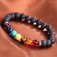 7 Chakra Healing Beaded Bracelet Natural Lava Stone Diffuser Bracelet Jewelry Accessories for Beach Wedding Girls Summer