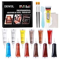 DEWEL Leather Repair Kit, Professional Vinyl Repair Kit for Furniture, Couches, Car Seat and Purse, 12 Colors Advanced Leather Repair Paste, Glue & Tools, Restore Leather Scratch, Tears, Burn Holes