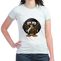 Jr. Ringer T-Shirt Little Round Penguin-Airplane Jet Pilot-Mint/Avocado