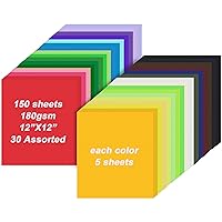 Colored Cardstock Bulk 150 sheets, 12” x 12” Cardstock Paper 30 Assorted Colors Construction Paper,180 GSM Card Stock Printer Paper Scrapbooking Supplies for Diy Crafts Cricut Card Making