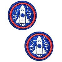 Kleenplus 2pcs. Mini Rocket Embroidered Patch Fabric Sticker Cartoon Space Iron On Sew On Souvenir Gift Patches Logo Clothe Jeans Jackets Hats Backpacks Shirts Accessories