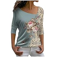 Womens Tops Long Sleeve V Neck Tops Shirt Slim Fit Casual Blouse Flower Print Teacher Tshirts Streetwear