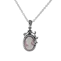Sterling Silver Flower Vine Resin Cameo Necklace