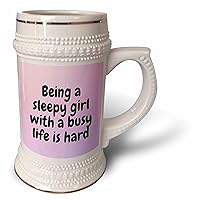 3dRose Simple Text of Being a sleepy girl with a busy life is hard - 22oz Stein Mug (stn-385045-1)