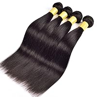 8A Grade Malaysian Virgin Hair Hair Straight Human Hair Weave 4 Bundles 16 18 20 22 Inches Natural Black Color Pack of 4