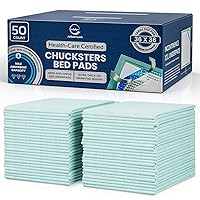 50 Pack - Chucksters Bed Pads Disposable Adult 36x36 Incontinence Bed Pads for Elderly & Kids | 125 Gram MAX Absorbent Capacity XXX-Large Underpads, Chux Pads | Pee Pads for Adults, Chuck Pads