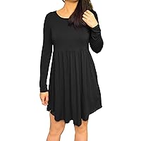Women's Long Sleeve Casual but Dressy Form Fitting Flowy Dress with Pockets