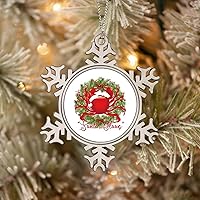 Pewter Snowflake Christmas Ornaments Seafood Holly Wreath Crab Christmas Tree Ornaments Metal Hanging Ornaments Winter Wonderland Decorations for Christmas Tree Xmas Party Decor