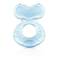 Nuby Silicone Teethe-EEZ Teether with Bristles, Includes Hygienic Case, Blue