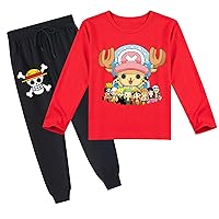 Kids Casual O-Neck Tops Lightweight Tracksuit,Cartoon Long Sleeve T-Shirts and Sweatpants Set for Boys Girls