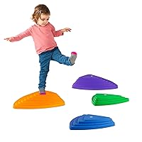 Hey! Play! Triangular Stepping Stones- Fun Triangles for Balance, Coordination and Exercise for Kids- Set of 6 (3 Small Stones and 3 Large Stones), Assorted, Normal (80-ES1704124)