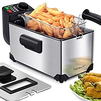 Aigostar Deep Fryer, Electric Deep Fat Fryers with Baskets, 3.2 QT Capacity Oil Frying Pot with Temperature Control & View Window, ETL Certificated, 1650W, Professional Style, Ushas