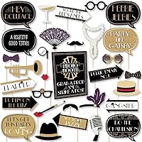 Big Dot of Happiness Roaring 20’s - 1920s Art Deco Jazz Party DIY Photo Booth Decor and Accessories -30 Photo Props with Photo Booth Sign Party Virtual Bundle