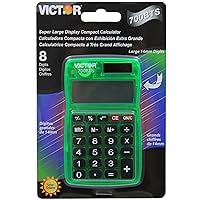 Victor 700BTS 8-Digit Pocket Calculator in Assorted Bright Colors, Battery and Solar Hybrid Powered LCD Display, Great for Students and Kids, Color Varies (Red, Green, Blue)
