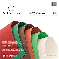 American Crafts 48 Sheet Christmas Colors Cardstock Paper Pad, 12 x 12