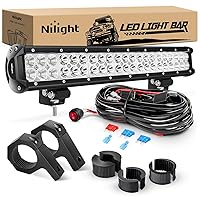 20 Inch 126W Spot Flood Combo LED Light Bars Off-Road Light Mounting Bracket Horizontal Bar Tube Clamp with Off Road Wiring Harness, 2 Years Warranty, White