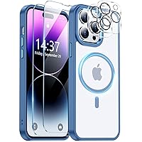 Temdan Magnetic Case for iPhone 14 Pro Max Case, [Compatible with MagSafe][Not-Yellowing][Tempered Glass Screen Protector & Camera Protector] Thin Slim Shockproof Phone Case for iPhone 14 Pro Max