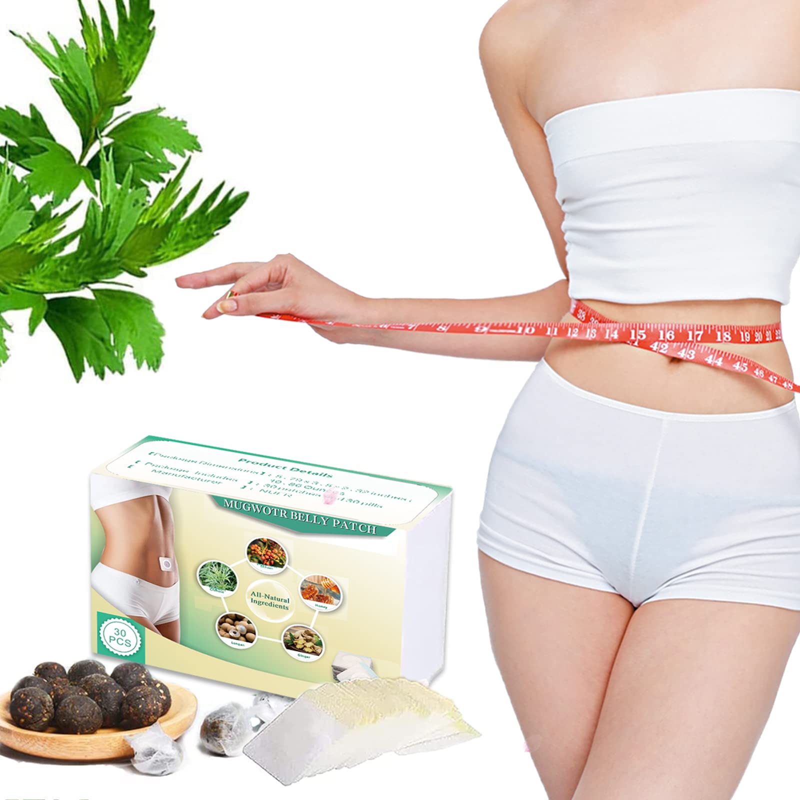 30Pcs Natural Herb Wormwood Essence Pills, Belly Patch Sticker Acupuncture Kit