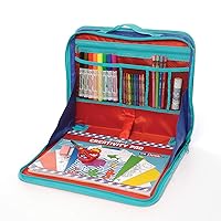 Corporation EZDesk Travel Activity Kit, Laptop Style Desk with Writing and Kids Art Supplies, Perfect for Travel, 64 Piece set, 11.4